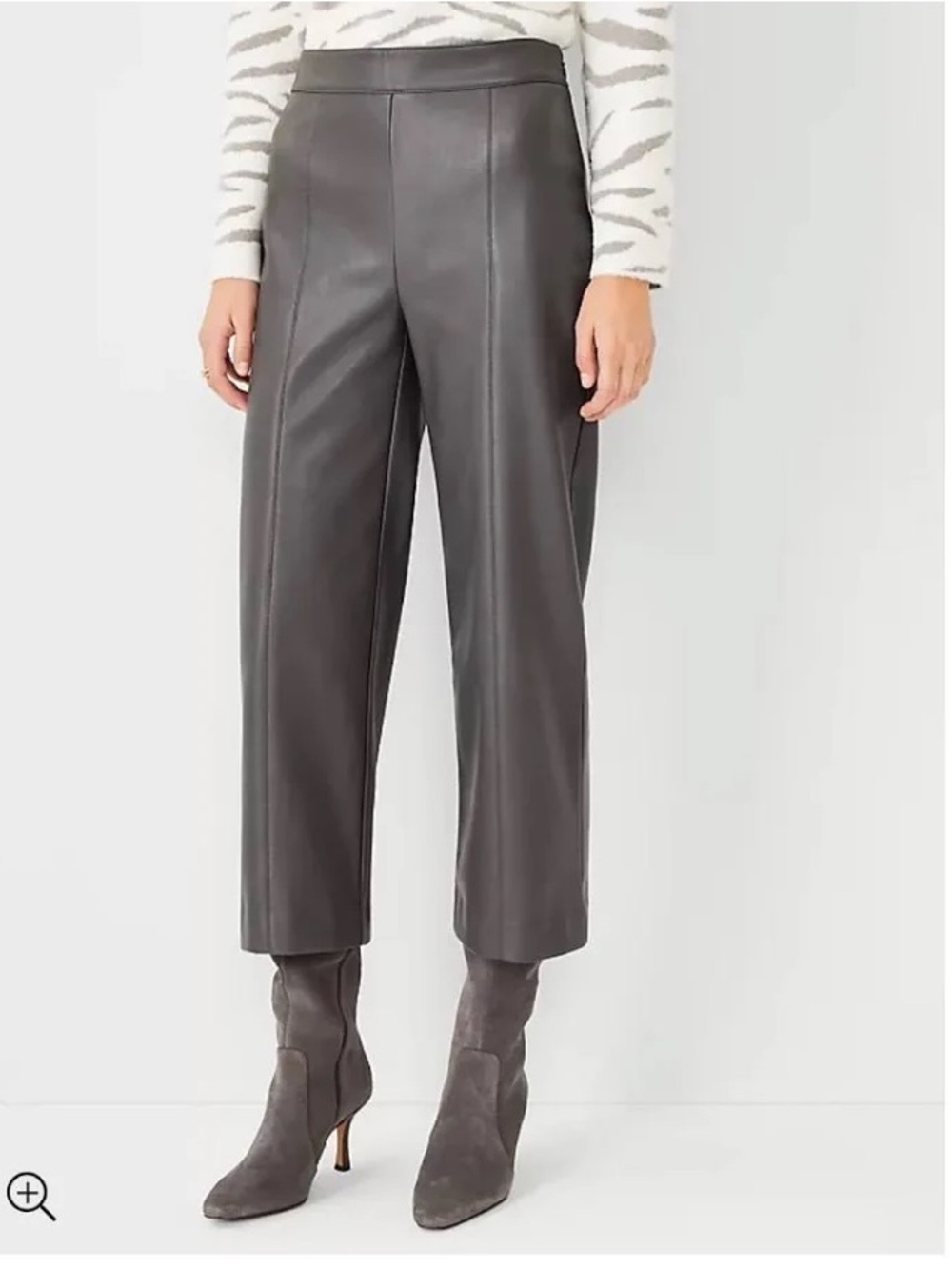 Ann Taylor Faux Leather Cropped Pants Wide